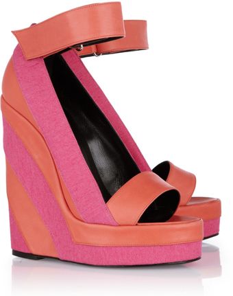 Pierre Hardy Canvas and Leather Platform Wedge Sandals - Lyst