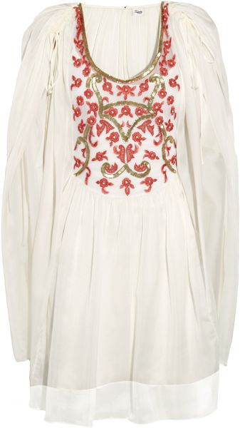 Temperley London Francisca Embroidered Chiffon Kaftan in White - Lyst