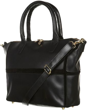 Topshop Leather Panel Tote - Lyst