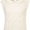Topshop Peterpan Collar Lace Shell Top in White (cream) - Lyst