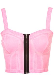Topshop Denim Zip Bralet - Lyst