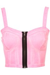 Topshop Denim Zip Bralet