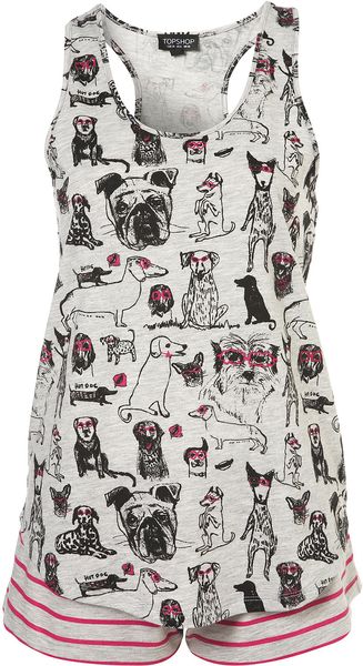 Topshop Dogs in Glasses Vest and Shorts - Lyst