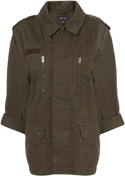 Topshop Khaki Army Jacket in Brown (khaki) - Lyst