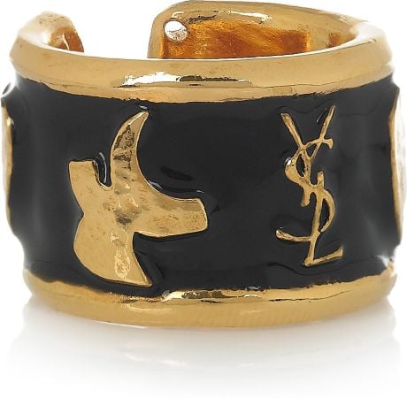 Yves Saint Laurent Ycons Enameled Goldplated Ring in Gold - Lyst