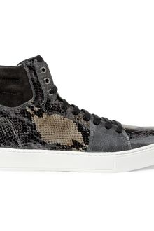 Yves Saint Laurent Snakeprint Patent Leather High Top Sneakers - Lyst