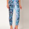 Asos Collection Asos Crop Trousers in Floral Print in Blue (greenprint) - Lyst