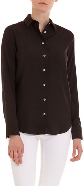 Barneys New York Button Front Silk Shirt - Lyst