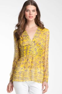 Catherine Malandrino Tie Waist Silk Blouse - Lyst
