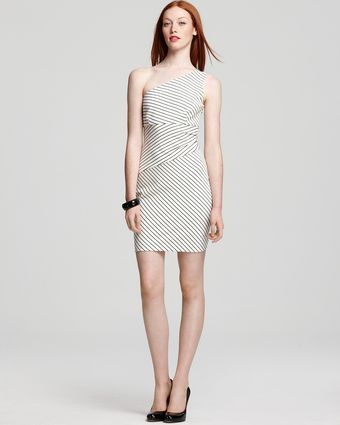 Cynthia Steffe One Shoulder Dress Demi Ponte Striped - Lyst
