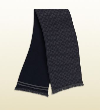 Gucci GG Jacquard Pattern Knit Scarf with Fringe - Lyst