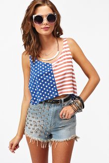 Nasty Gal Stars Stripes Crop Tank - Lyst