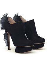 Nicholas Kirkwood Suede Shoeboots with Pleated Frill