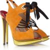 Nicholas Kirkwood Suede and Elaphe Slingback Sandals in Yellow (lemon) - Lyst