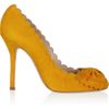 Oscar De La Renta Scalloped Suede Pumps in Yellow (mustard) - Lyst