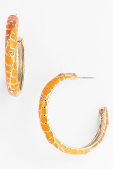 Sequin Feather Plume Enamel Hoop Earrings - Lyst
