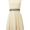 Tfnc Belted Stud Dress with Drape Skirt in Beige (cream) - Lyst