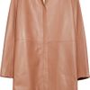 The Row Nesjen Leather Coat in Pink (coral) - Lyst