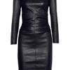 The Row Risting Ruched Leather Dress in Black (midnight) - Lyst