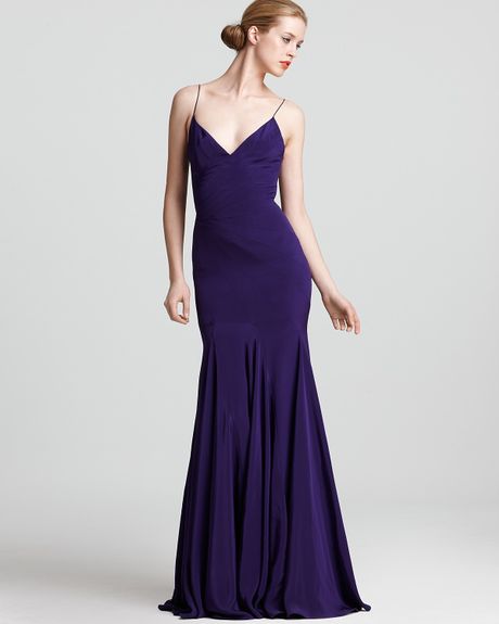Zac Posen Gown Spaghetti Strap in Purple (violet) - Lyst