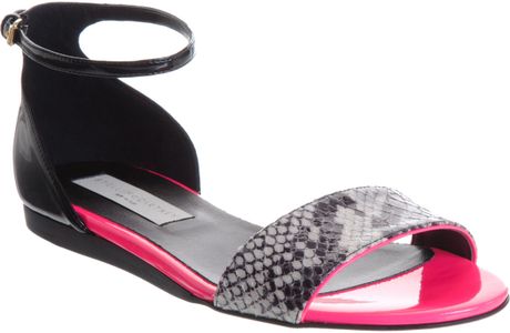 Stella Mccartney Pythonembossed Flat Sandal in Pink - Lyst