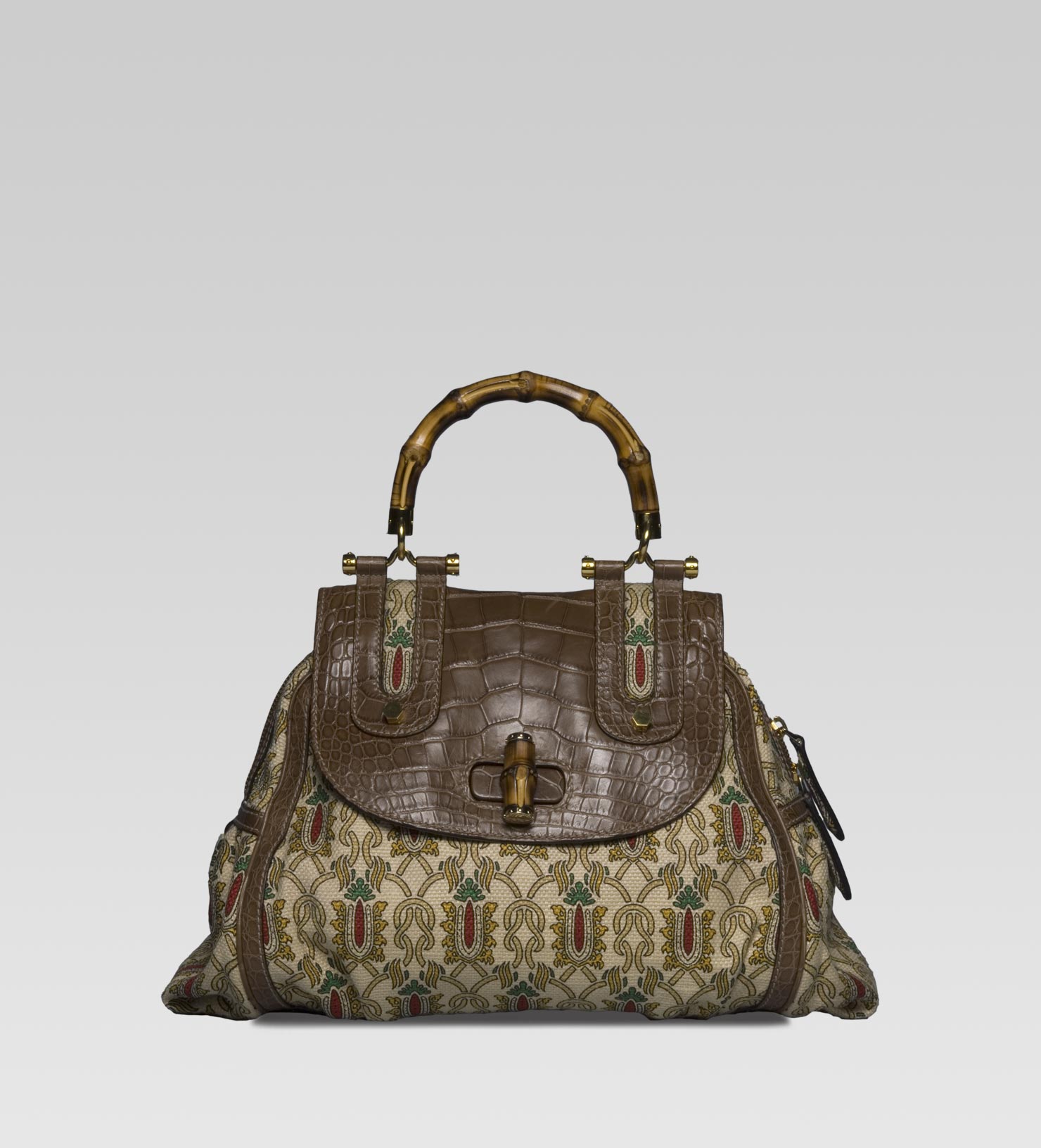 Gucci Gucci Heritage Large Top Handle Bag with Bamboo Detail in Beige