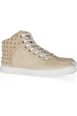 Mulberry Studded Suede and Texturedleather Sneakers