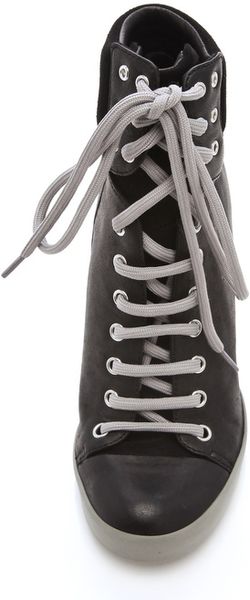 black lace up wedge sneakers