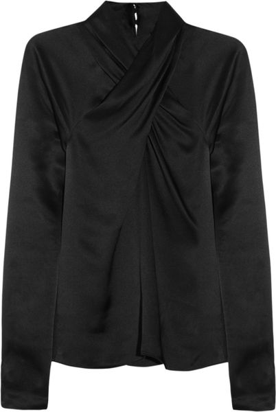 Temperley London Delilah Crossover Silksatin Top in Black - Lyst