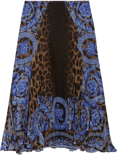 Versace Printed Silkchiffon Skirt in Blue - Lyst