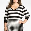 Vince Camuto Stripe Elbow Sleeve Sweater in Black (rich black) - Lyst