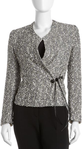 Armani Tweed Wrapfront Jacket in Gray (010multi) - Lyst