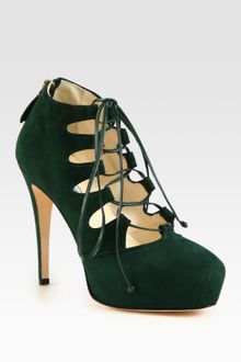 Brian Atwood Suede Laceup Platform Ankle Boots - Lyst