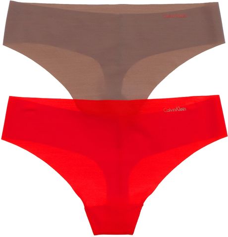 Calvin Klein Invisibles Thong  in Red (french roast) - Lyst