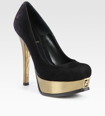 Fendi Suede Platform Pumps - Lyst