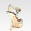 Jimmy Choo Linda Glitter Coated Leather Platform Sandals in Gold (champagne) - Lyst