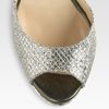 Jimmy Choo Linda Glitter Coated Leather Platform Sandals in Gold (champagne) - Lyst