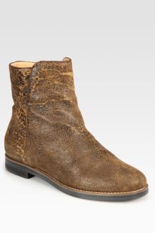 Maison Martin Margiela Crackled Leather Ankle Boots - Lyst