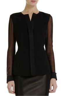 Narciso Rodriguez Sheer Sleeve Blouse - Lyst