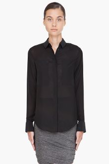 T By Alexander Wang Black Silk-blend Combo Shirt - Lyst