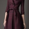 Burberry Full Skirted Tweed Coat in Purple (elderberry) - Lyst