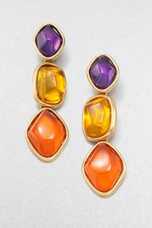 Oscar de la Renta Stone Accented Graduated Drop Clipon Earrings - Lyst