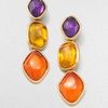 Oscar De La Renta Stone Accented Graduated Drop Clipon Earrings in Gold - Lyst