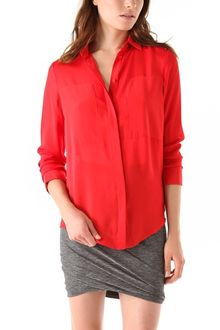 T By Alexander Wang Silk Mesh Combo Shirt - Lyst