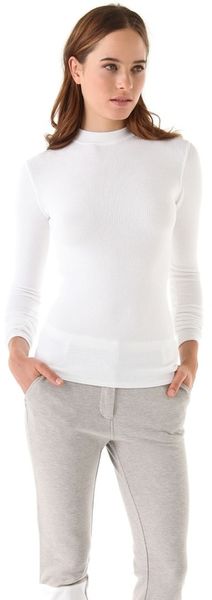 T By Alexander Wang Mock Neck Thermal Top in White - Lyst