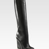 Christian Louboutin Leather Overtheknee Wedge Boots in Black - Lyst