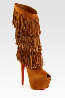 Christian Louboutin Highness Tina Suede Fringe Knee High Boots - Lyst