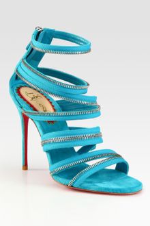 Christian Louboutin Unzip Suede Sandals - Lyst