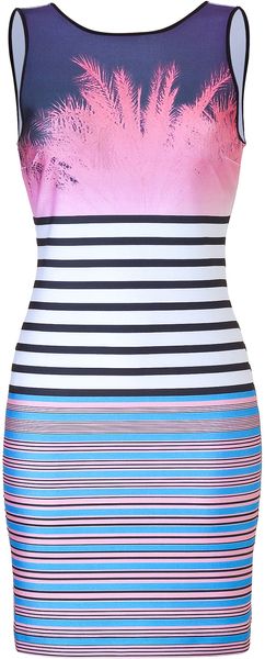 Clover Canyon Pink Striped Stretch Dress - Lyst