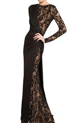Emilio Pucci Lace and Stretch Wool Jersey Long Dress